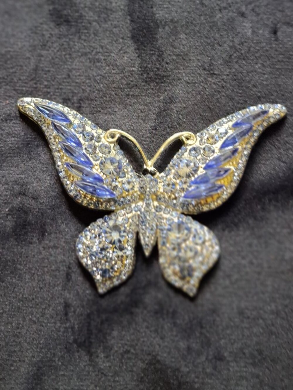 Elegant Crystal Rhinestone Butterfly Refrigerator Magnet Upcycled from Brooches